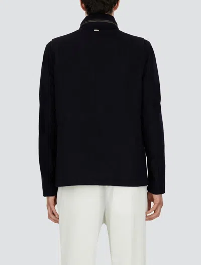 Herno Wool Cashmere And Ecoage Field Jacket In Blue
