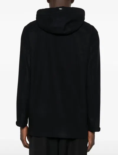 Herno Hooded Zip-front Coat In Blue