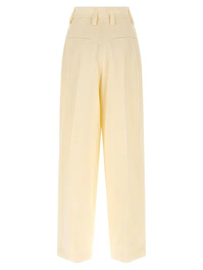 Jil Sander Viscose & Silk Twill Wide Pants In Neutral