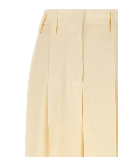 Jil Sander Viscose & Silk Twill Wide Pants In Neutral