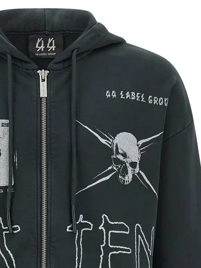 44 Label Group Commission Raw-cut Zip Hoodie In Black