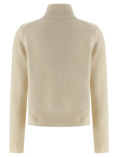 Maison Kitsuné Fox Head Intarsia Merino High Neck Cardigan Knitwear Beige In Neutral