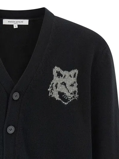 Maison Kitsuné Black Fox Head Cardigan With Buttons Closure In Black