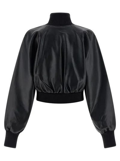 Norma Kamali High Neck Bomber Jacket Puffer Jackets Black In Black
