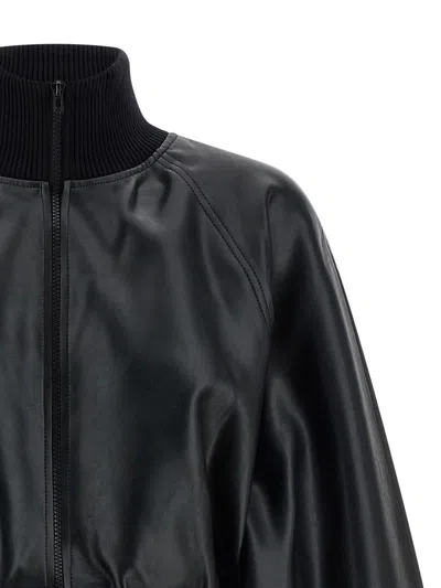 Norma Kamali High Neck Bomber Jacket Puffer Jackets Black In Black