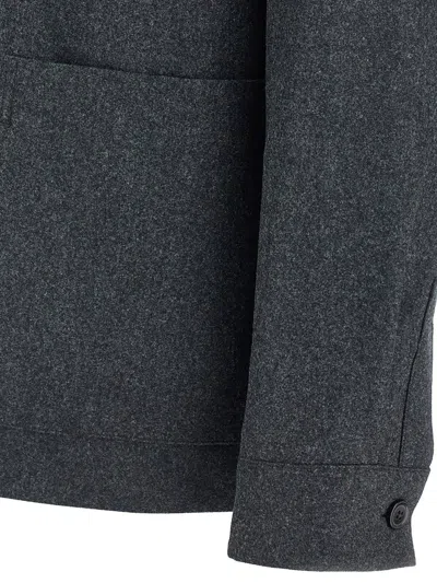 Zegna Wool Jacket Featuring Long Sleeves And Pockets In Gray