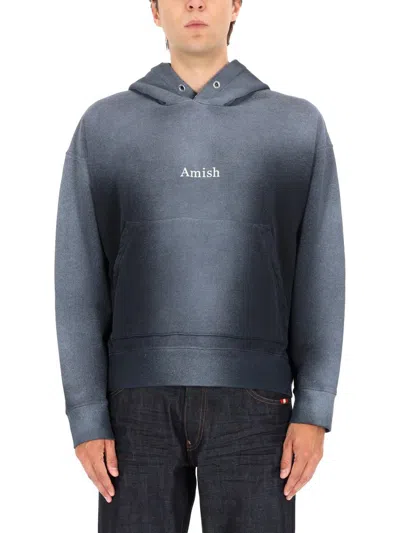 Amish Cotton Hoodie Sweatshirts Black In Gray