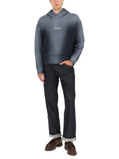 Amish Cotton Hoodie Sweatshirts Black In Gray