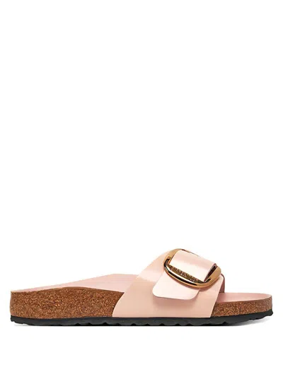 Birkenstock Madrid Narrow Big Buckle Natural Paten Patent Sandal In Pink