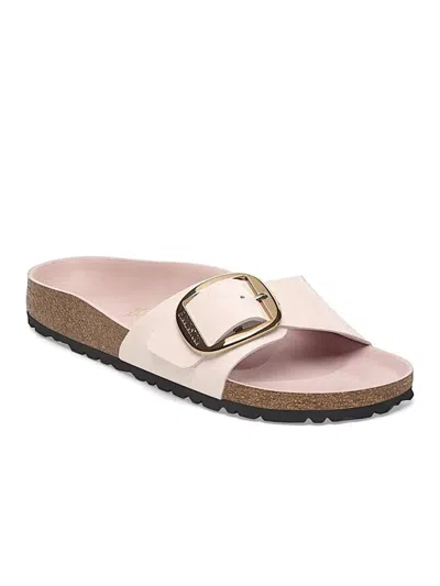 Birkenstock Madrid Narrow Big Buckle Natural Paten Patent Sandal In Pink
