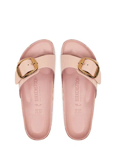 Birkenstock Madrid Narrow Big Buckle Natural Paten Patent Sandal In Pink
