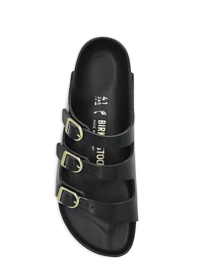 Birkenstock Black Sandals With Adjustable Straps And Gold-tone Buckles