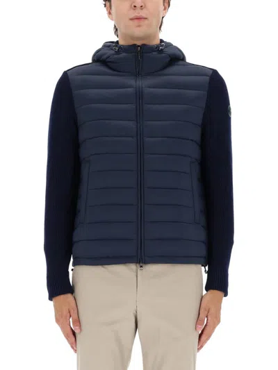 Colmar Hooded Jacket With Knitted Sleeves In Blue