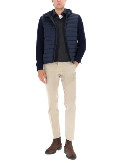 Colmar Hooded Jacket With Knitted Sleeves In Blue