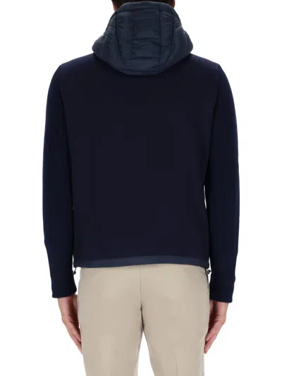 Colmar Hooded Jacket With Knitted Sleeves In Blue