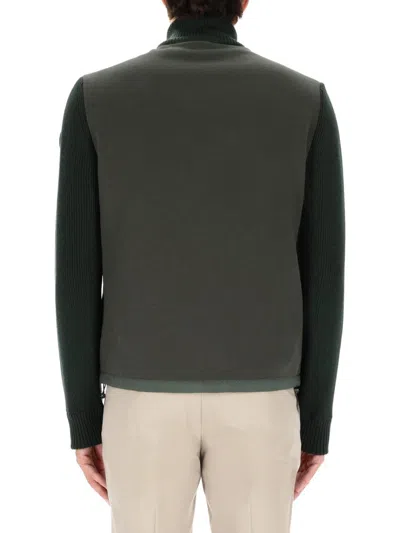 Colmar Hybrid Jacket With Knitted Sleeves In Green