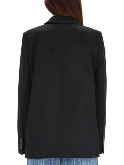 Ganni Double-breasted Jacket Notched Lapels In Black