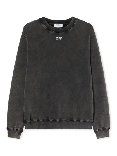 Off-white Arrow Logo Check Knit Sweatshirt In Gray