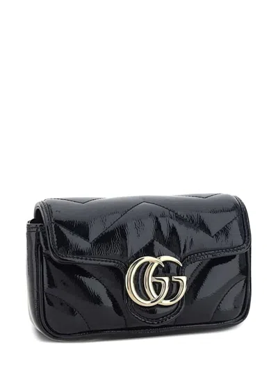 Gucci Mini Super Gg Marmont Shoulder Bag In Black