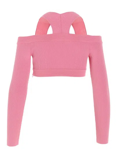 Alexander Mcqueen Alexander Mc Queen Pink Knitted Short Top In Pink