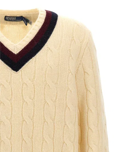 Polo Ralph Lauren Aaran Cable Sweater In Neutral