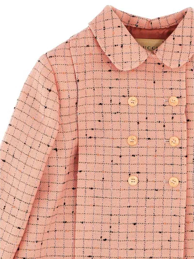 Gucci Damier Wool Coat In Pink