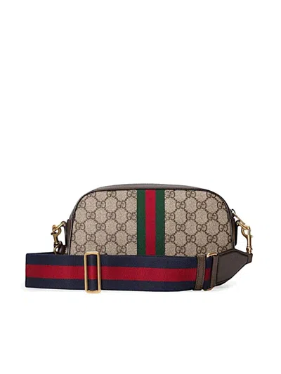 Gucci Gg Supreme Fabric And Leather Small Ophidia Gg Crossbody Bag In Neutral