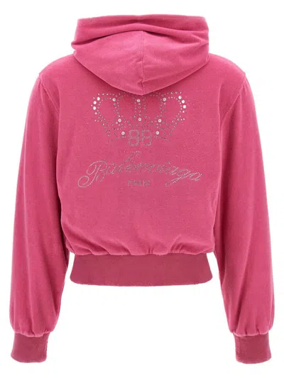 Balenciaga Small Fit Zip-up Hoodie In Pink