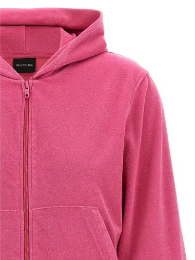 Balenciaga Small Fit Zip-up Hoodie In Pink