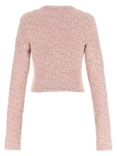Balenciaga Cropped Tweed Cardigan In Pink