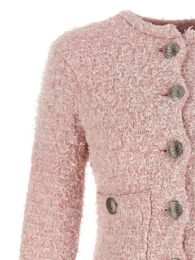 Balenciaga Cropped Tweed Cardigan In Pink