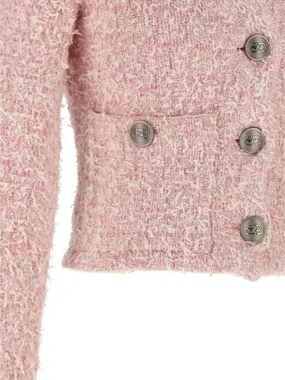 Balenciaga Cropped Tweed Cardigan In Pink