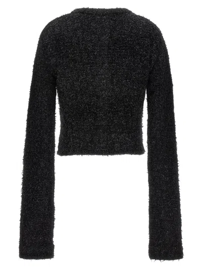 Balenciaga Crop Bouclé Cardigan In Black