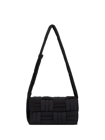Bottega Veneta Tech Cassette Stitch Mini Shoulder Handbag In Black
