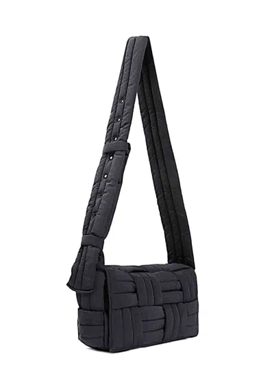 Bottega Veneta Tech Cassette Stitch Mini Shoulder Handbag In Black