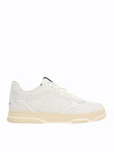 Gucci Re-web White Low Top Sneakers With Web Detail And Embossing In Leather Woman