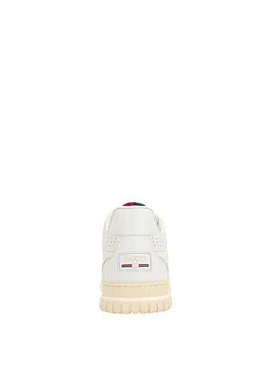 Gucci Re-web White Low Top Sneakers With Web Detail And Embossing In Leather Woman
