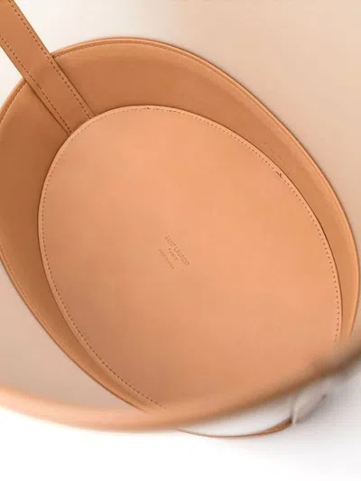 Saint Laurent Panier Medium In Vinyl And Vegetable-tanned Leather In Neutral