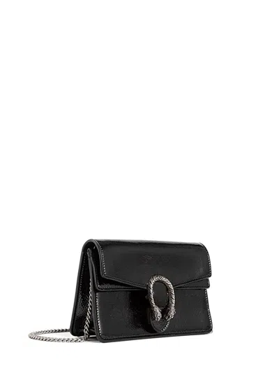 Gucci Large Dionysus Patent Leather Shoulder Bag In Black