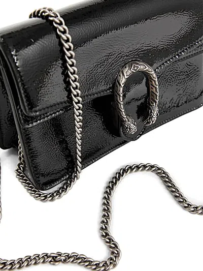 Gucci Large Dionysus Patent Leather Shoulder Bag In Black