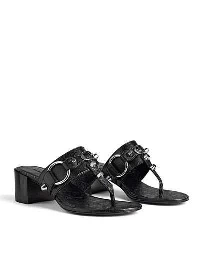 Balenciaga Thong Sandals Block Heel In Black