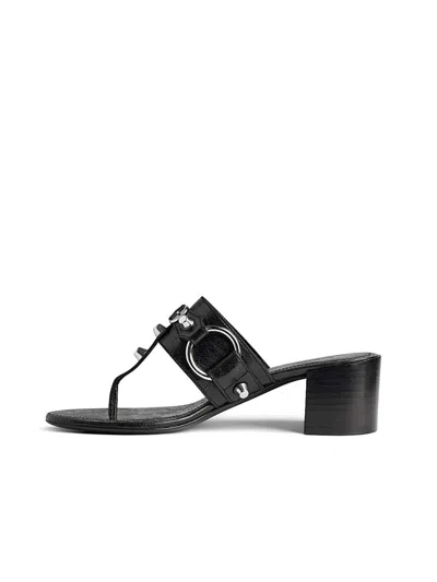 Balenciaga Thong Sandals Block Heel In Black