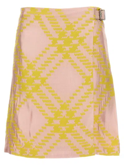 Burberry Check Silk Skirt In Multi