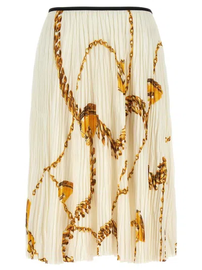 Burberry "guardian" Pleated Midi Skirt In Neutral