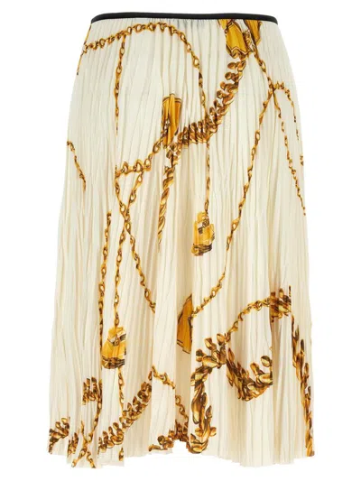 Burberry "guardian" Pleated Midi Skirt In Neutral