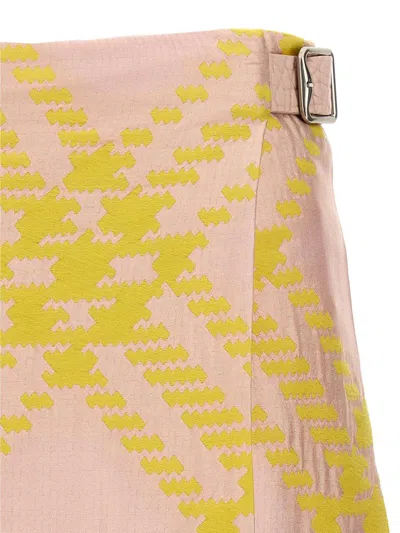 Burberry Check Silk Skirt In Multi