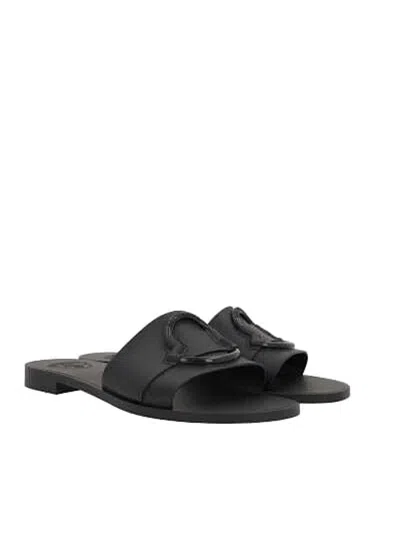 Moncler Slide Tpu Rubber Flat Sandals In Black