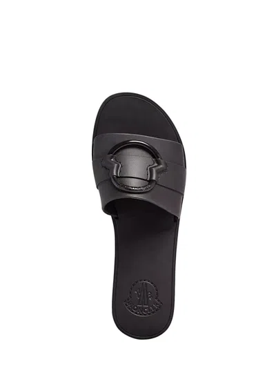 Moncler Slide Tpu Rubber Flat Sandals In Black