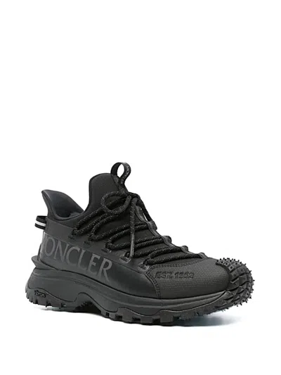 Moncler Black Nylon Sneakers In Black