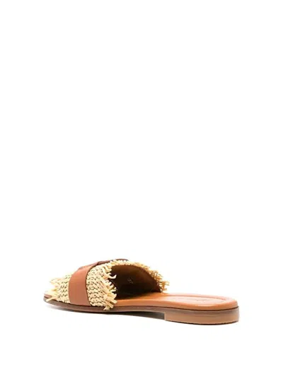 Moncler Fringe Open Toe Sandals In Brown